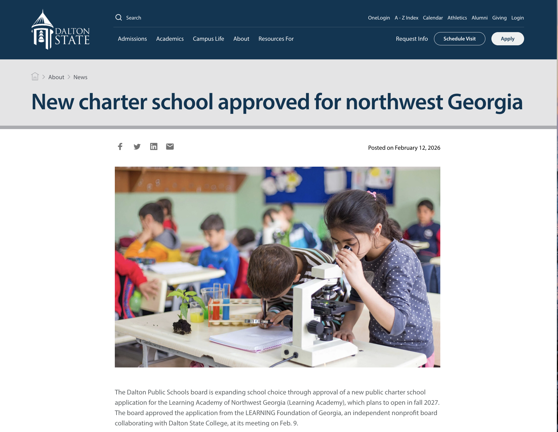 News article image of New charter school approved for northwest Georgia with image of children in a classroom